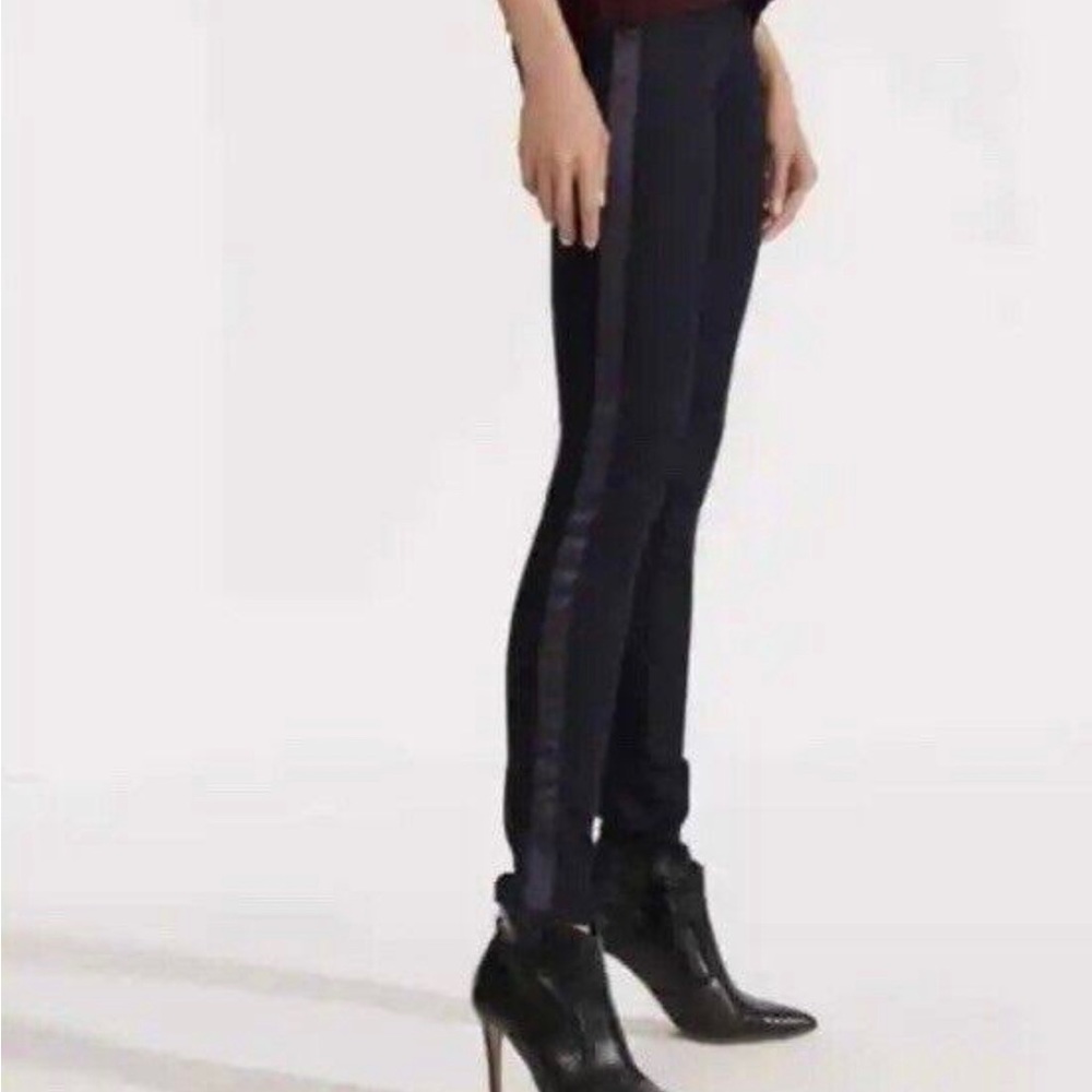 Veronica Beard Kate skinny high rise with tuxedo stripe